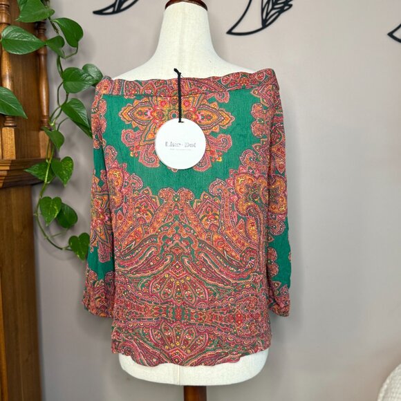 Line & Dot Paisley Blouse Women's Size Medium New With Tags NWT - Picture 4 of 6